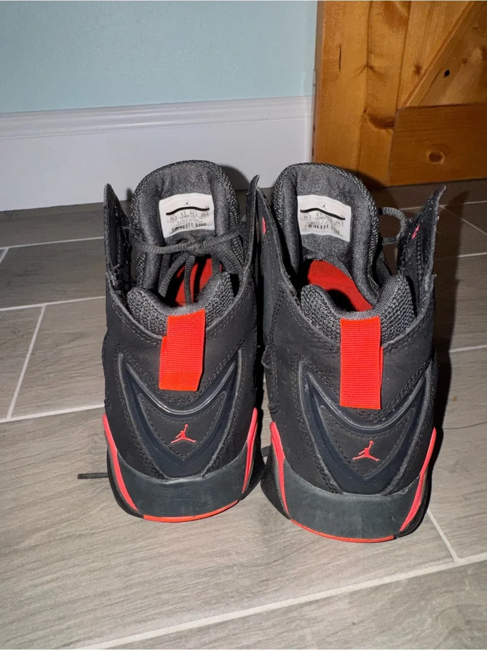 Jordan High-Top Basketball Sneakers in Black & Red